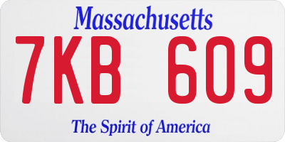 MA license plate 7KB609