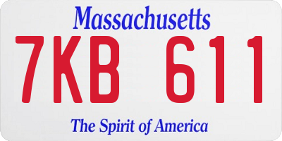 MA license plate 7KB611