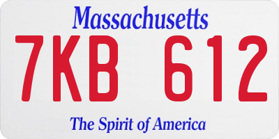 MA license plate 7KB612