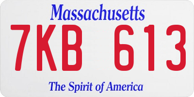 MA license plate 7KB613