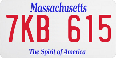 MA license plate 7KB615