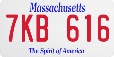 MA license plate 7KB616