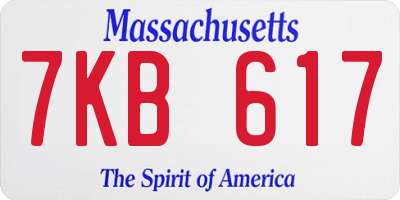 MA license plate 7KB617