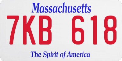 MA license plate 7KB618
