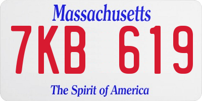 MA license plate 7KB619