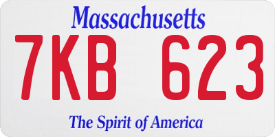 MA license plate 7KB623