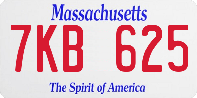 MA license plate 7KB625