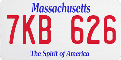 MA license plate 7KB626