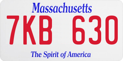 MA license plate 7KB630