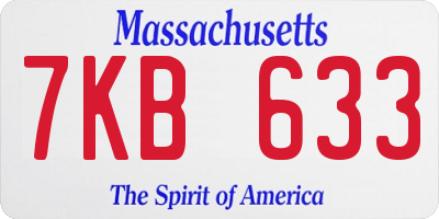 MA license plate 7KB633