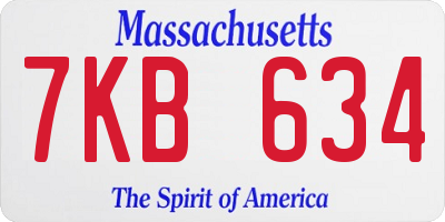 MA license plate 7KB634