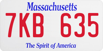 MA license plate 7KB635