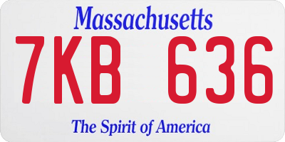 MA license plate 7KB636