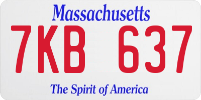 MA license plate 7KB637