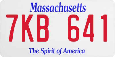 MA license plate 7KB641