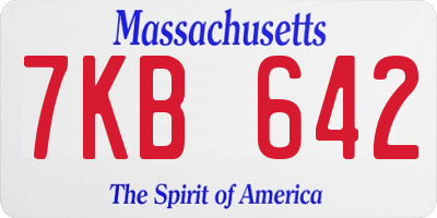 MA license plate 7KB642