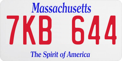 MA license plate 7KB644