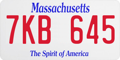MA license plate 7KB645