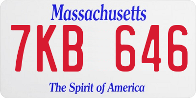MA license plate 7KB646