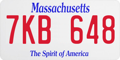 MA license plate 7KB648