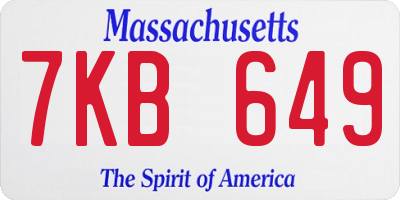 MA license plate 7KB649