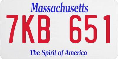 MA license plate 7KB651