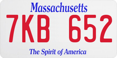 MA license plate 7KB652
