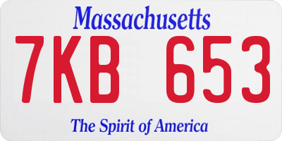 MA license plate 7KB653