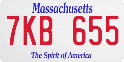 MA license plate 7KB655