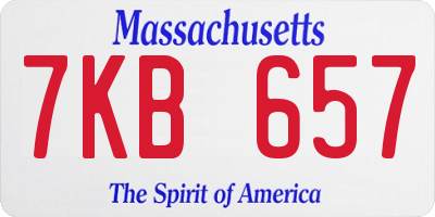 MA license plate 7KB657