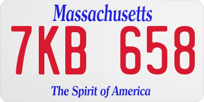 MA license plate 7KB658