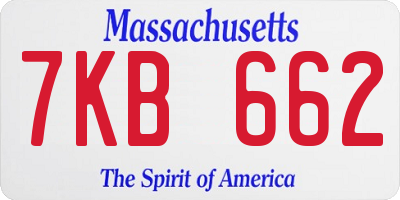 MA license plate 7KB662