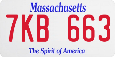 MA license plate 7KB663