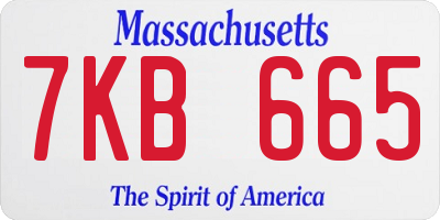 MA license plate 7KB665
