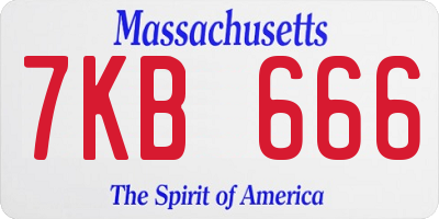 MA license plate 7KB666