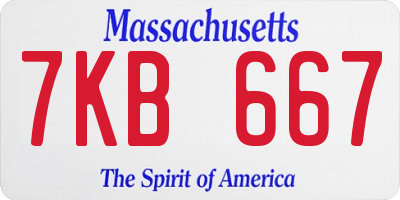 MA license plate 7KB667
