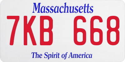 MA license plate 7KB668