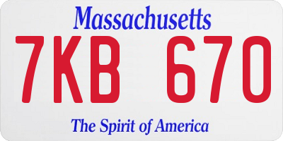 MA license plate 7KB670