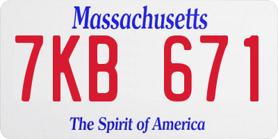 MA license plate 7KB671