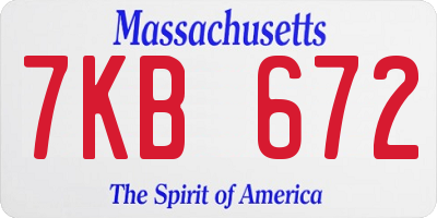 MA license plate 7KB672