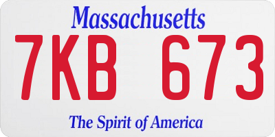 MA license plate 7KB673
