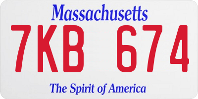 MA license plate 7KB674