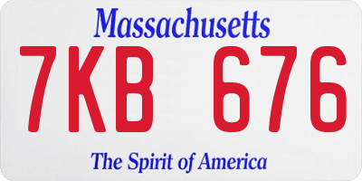 MA license plate 7KB676