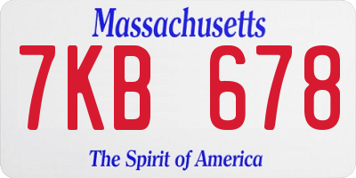 MA license plate 7KB678