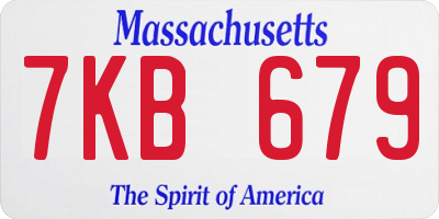 MA license plate 7KB679