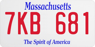 MA license plate 7KB681
