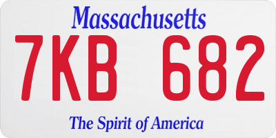 MA license plate 7KB682