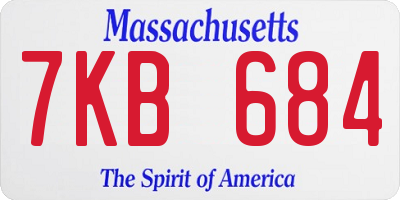 MA license plate 7KB684