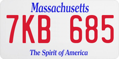 MA license plate 7KB685