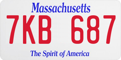 MA license plate 7KB687